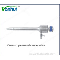 Trócar laparoscópico reutilizable con membranas tipo cruz de 10,5 mm